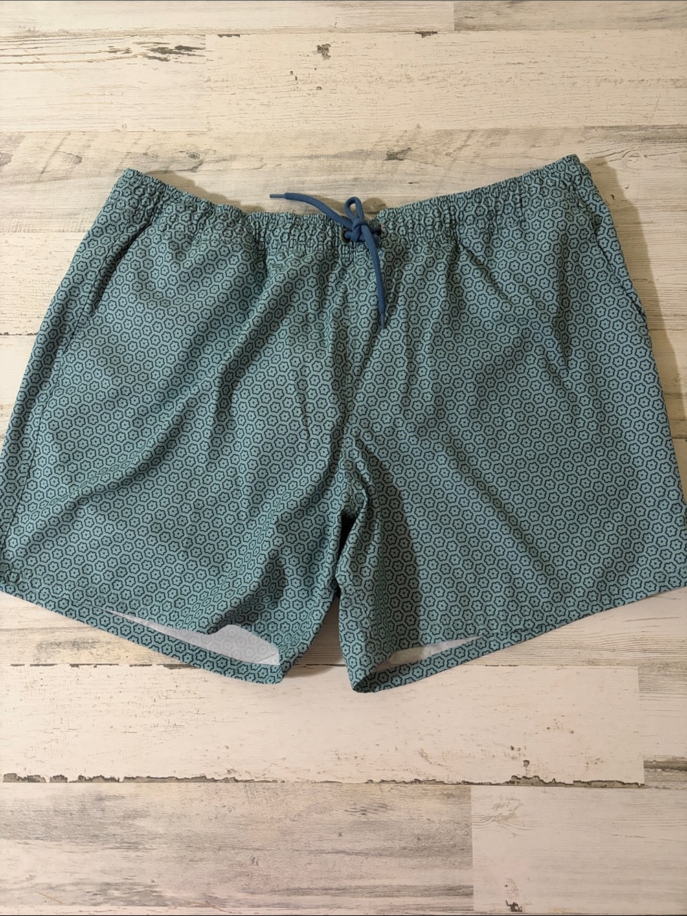 J. Crew Men's Teal Geometric Swim Trunks